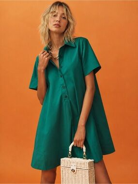 Anthropologie Pilcro Short Swing Tunic Dress – Size XS Emerald Green Relaxed